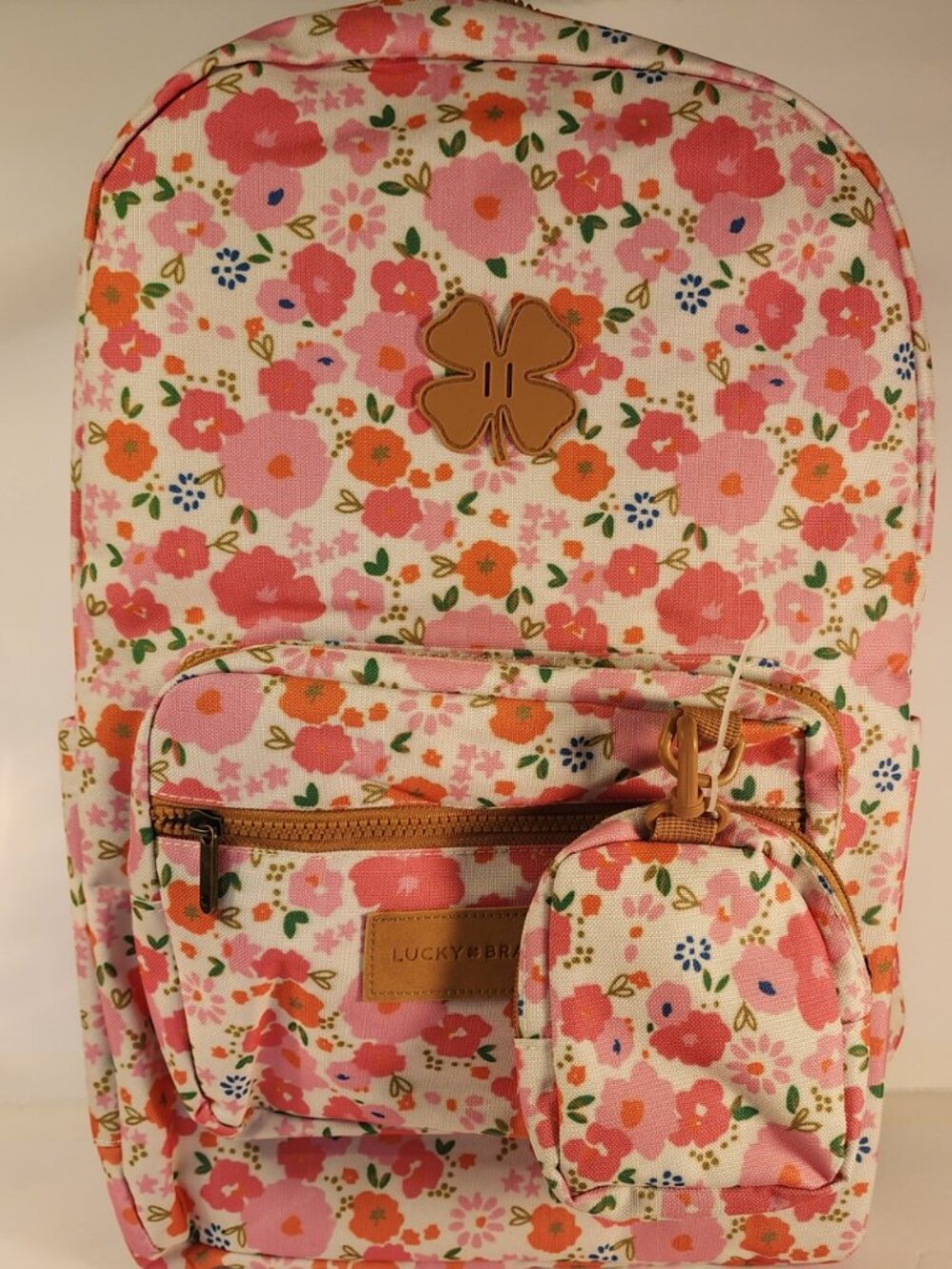 NWT LUCKY BRAND Pink & Orange Floral Backpack *Back to school ready!!*